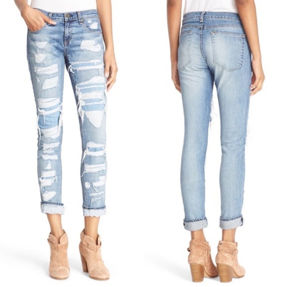 Rag & Bone Dre Distressed Boyfriend Jeans – Low‑Rise Light Wash | Size 27